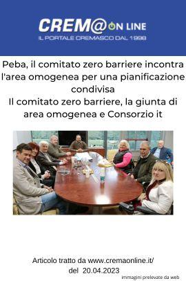 Peba, il comitato zero barriere incontra l'area omogenea per una pianificazione condivisa Il comitato zero barriere, la giunta di area omogenea e Consorzio it